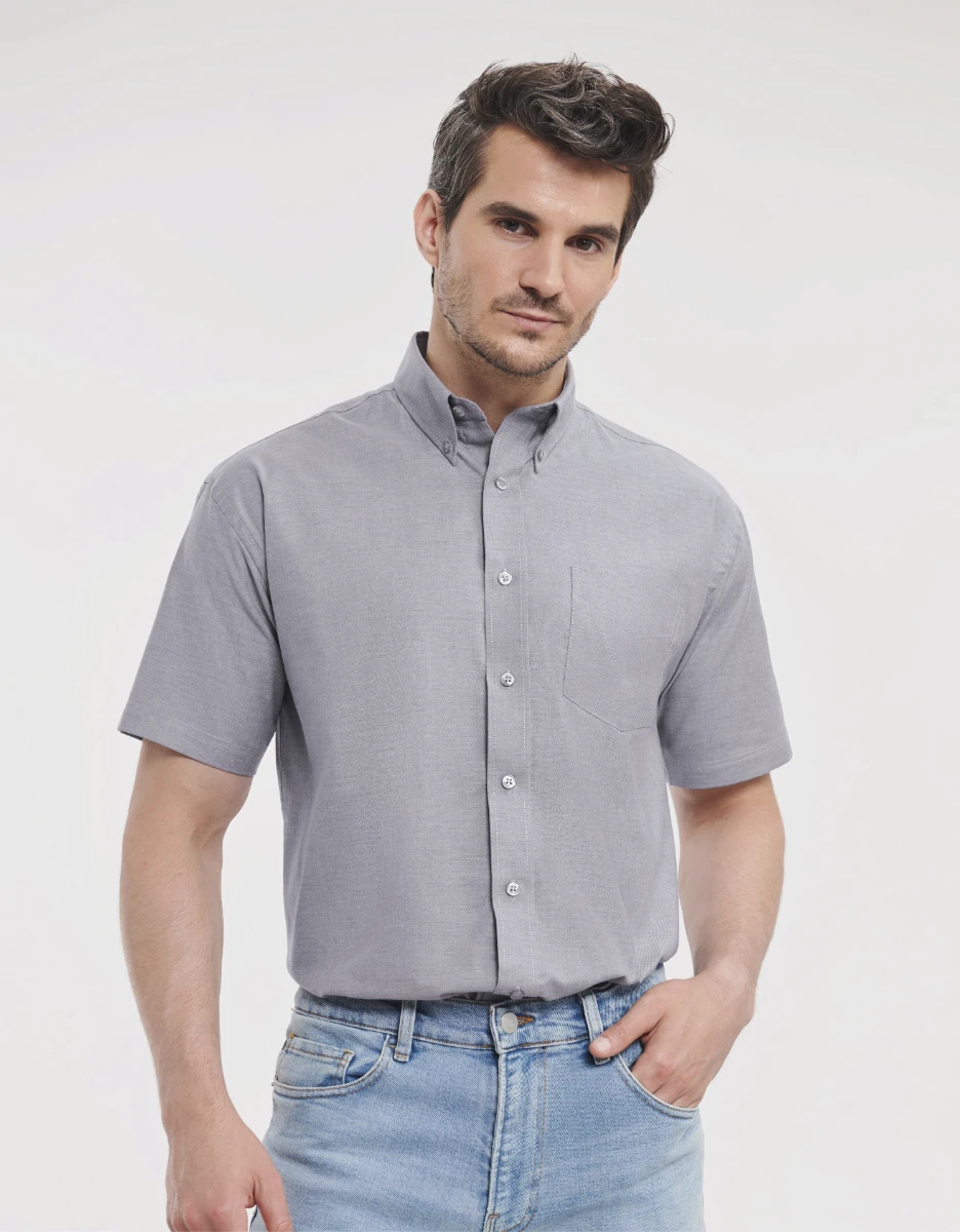 Russell Mens Short Sleeve Oxford Shirt