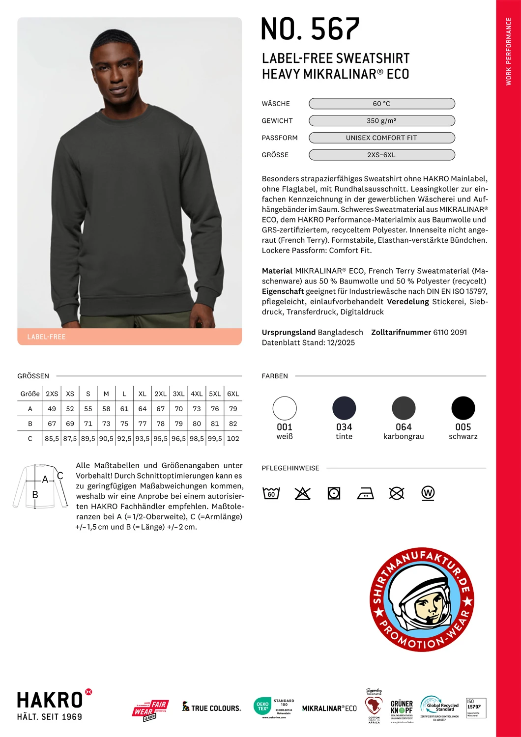 Hakro Label-Free Sweatshirt Heavy Mikralinar Eco Hakro Label-Free Sweatshirt Heavy Mikralinar Eco