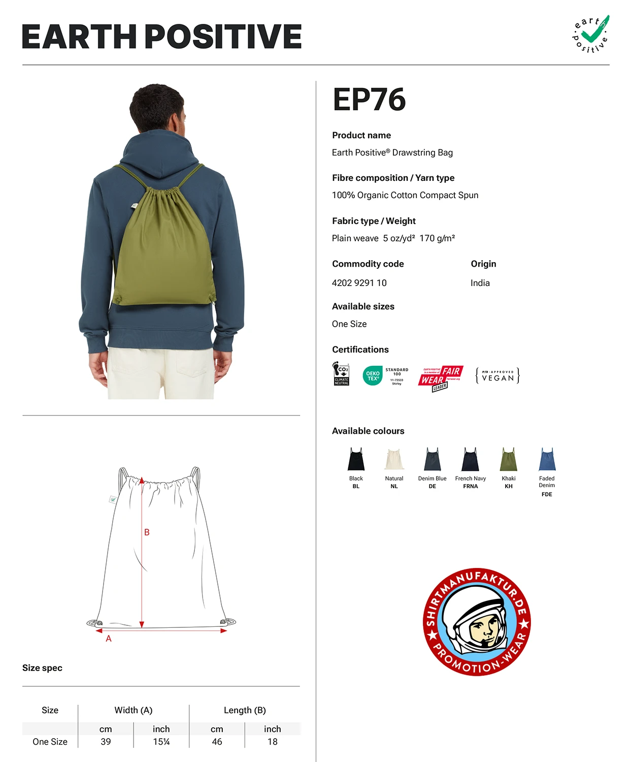 Earth Positive Drawstring Bag