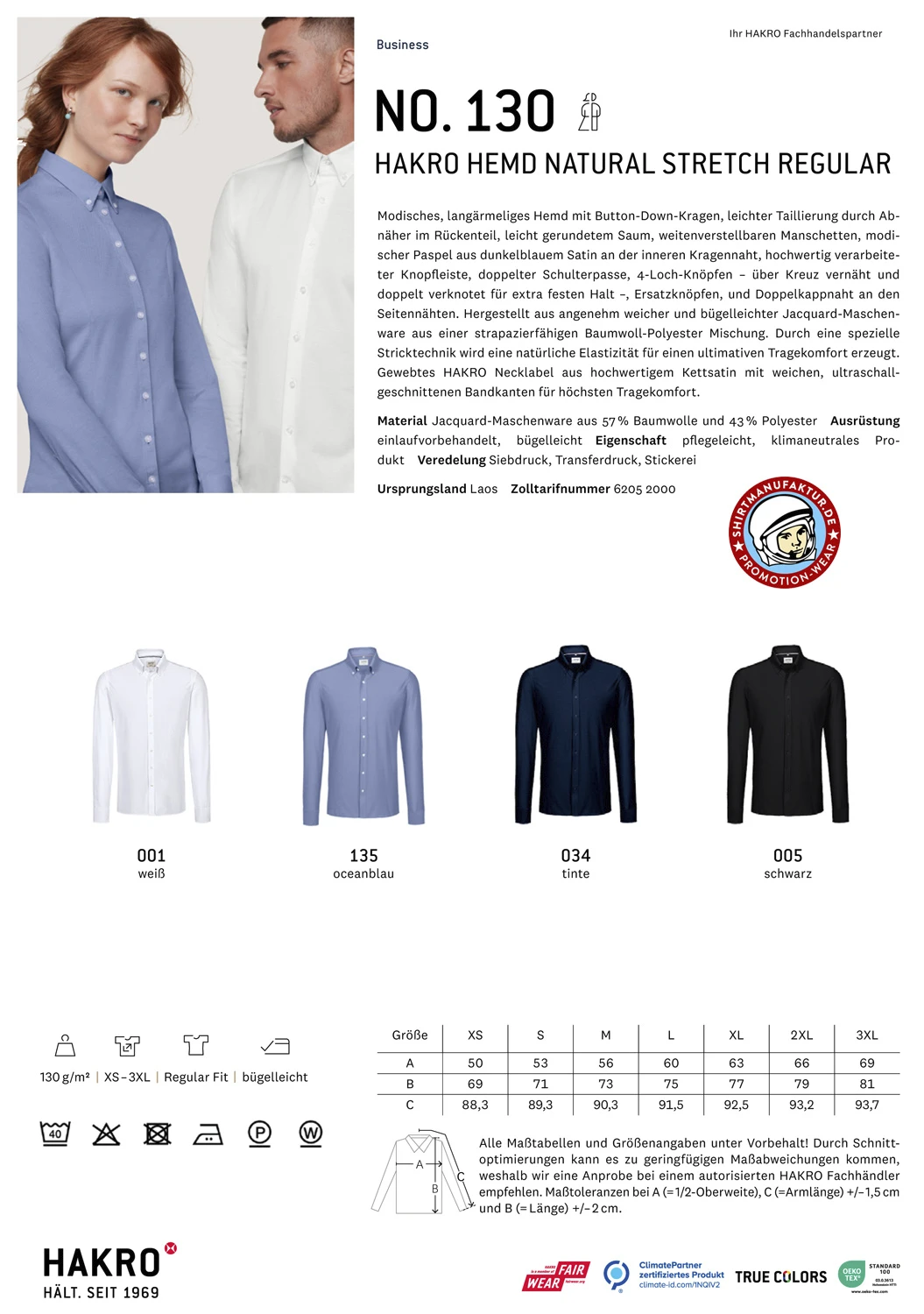 Hakro Shirt Natural Stretch Regular Hakro Shirt Natural Stretch Regular