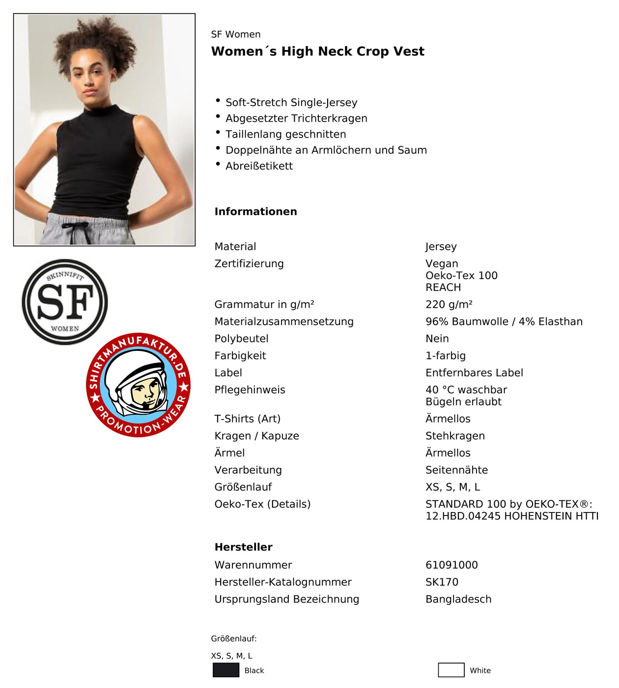 SkinniFit Womens High Neck Crop Vest
