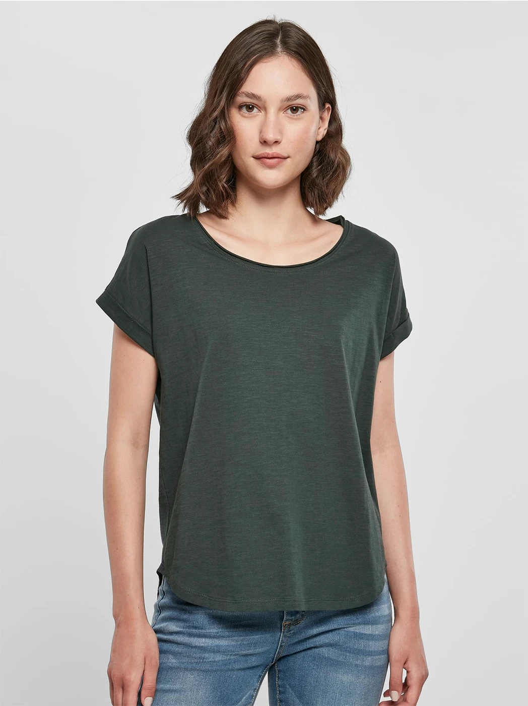 Build Your Brand Ladies Long Slub Tee