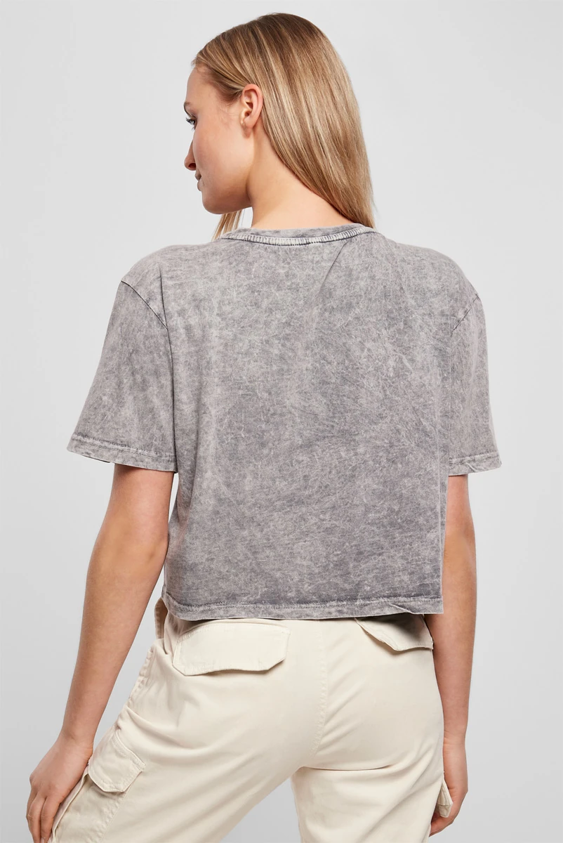 Build Your Brand Ladies Acid Washed Cropped Tee