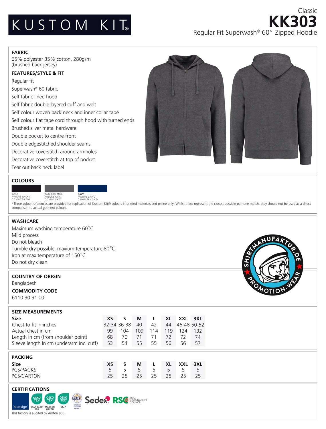 Kustom Kit Zipped Hoodie
