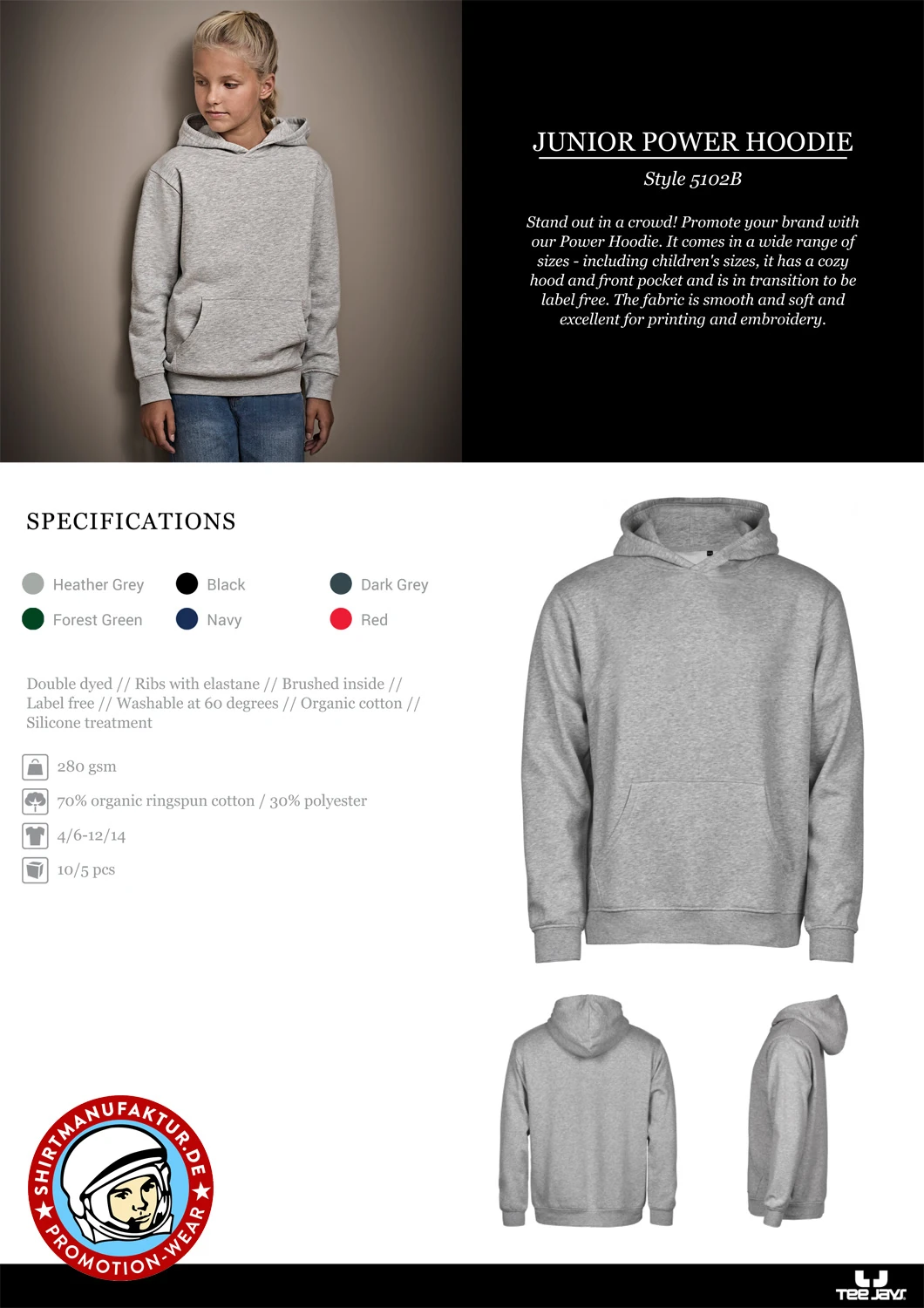 Tee Jays Junior Power Hoodie