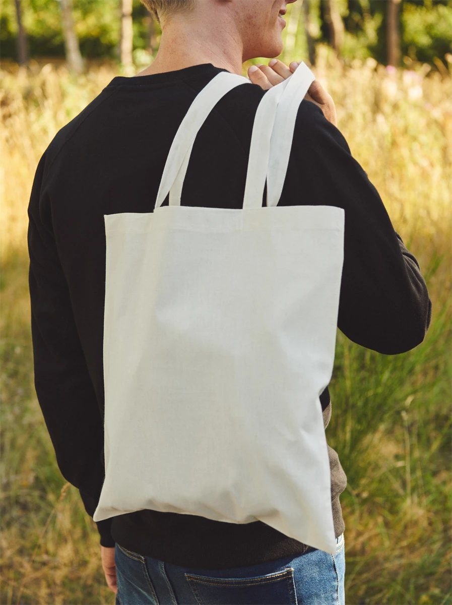Neutral Tiger Cotton Shopping Bag With Long Handles