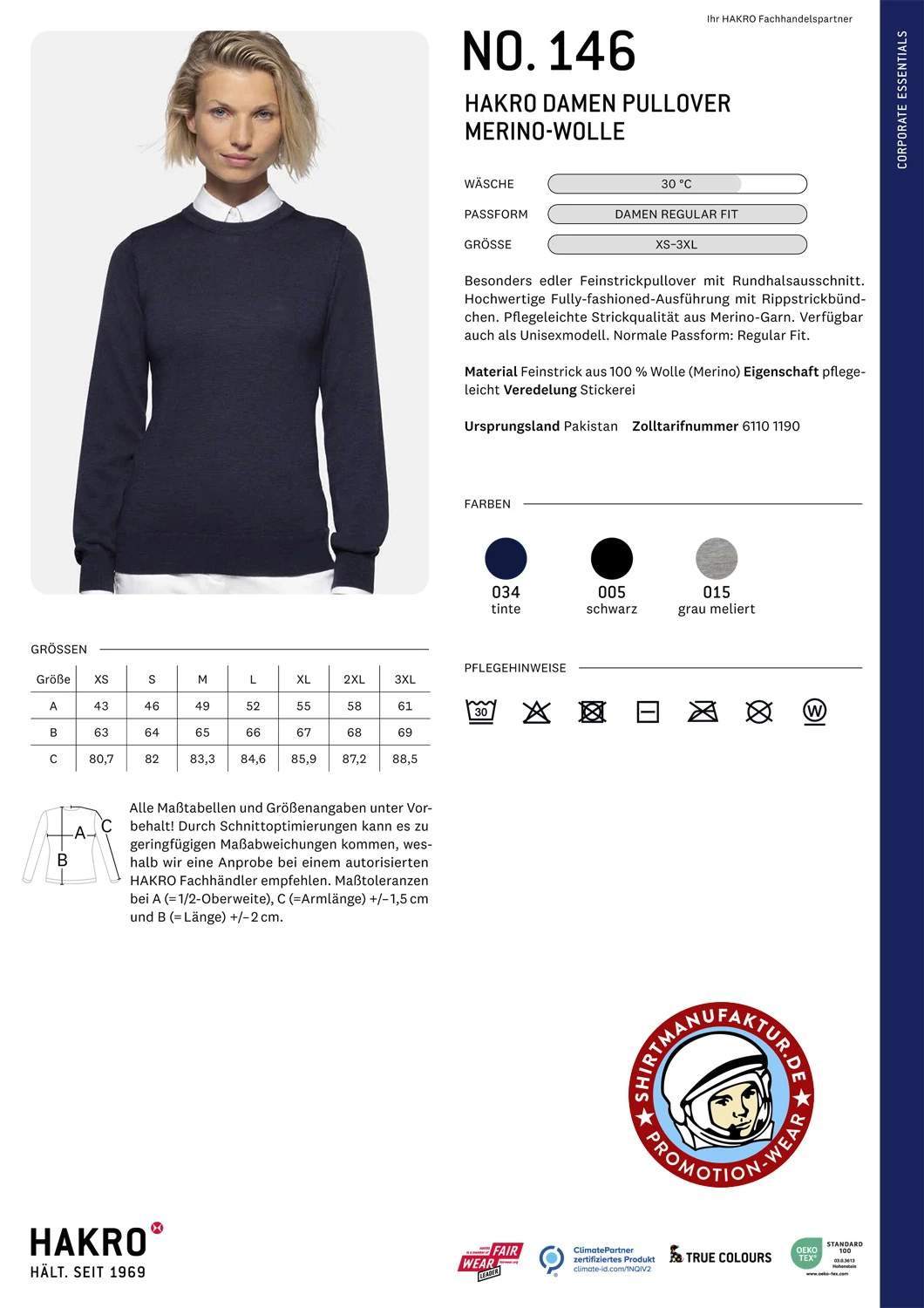 Hakro Ladies Pullover Merino Wolle