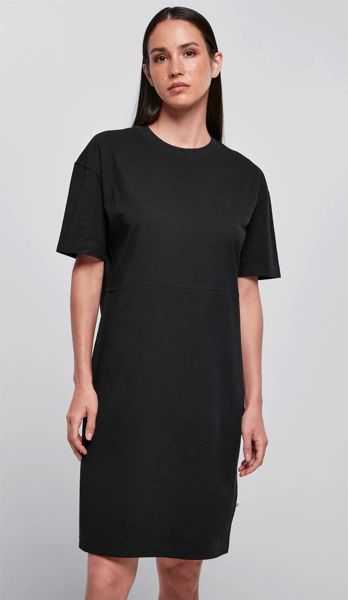 Build Your Brand Ladies Organic Oversized Slit Tee Dress