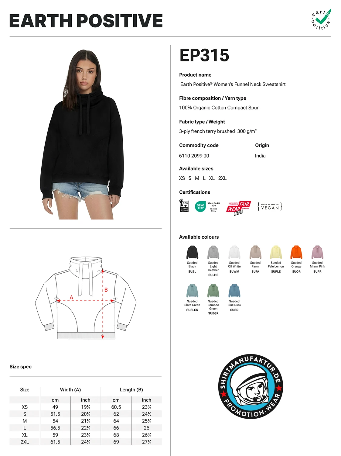 Earth Positive Womens Funnel Neck Sweatshirt