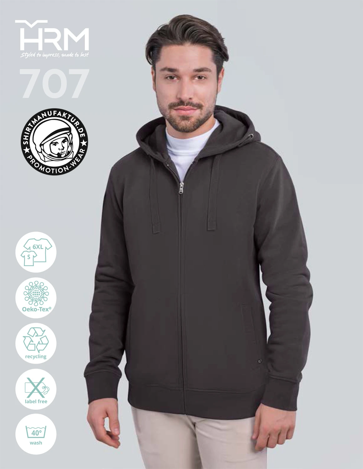 HRM Mens Premium Hooded Jacket