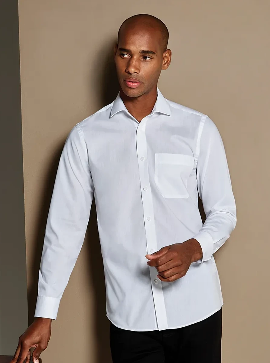 Kustom Kit Tailored Fit Poplin Shirt Longsleeve