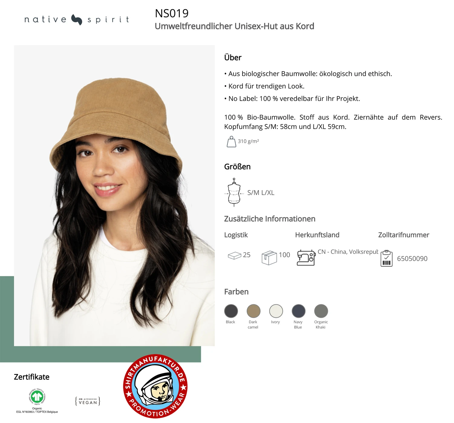 Native Spirit Corduroy Bucket Hat