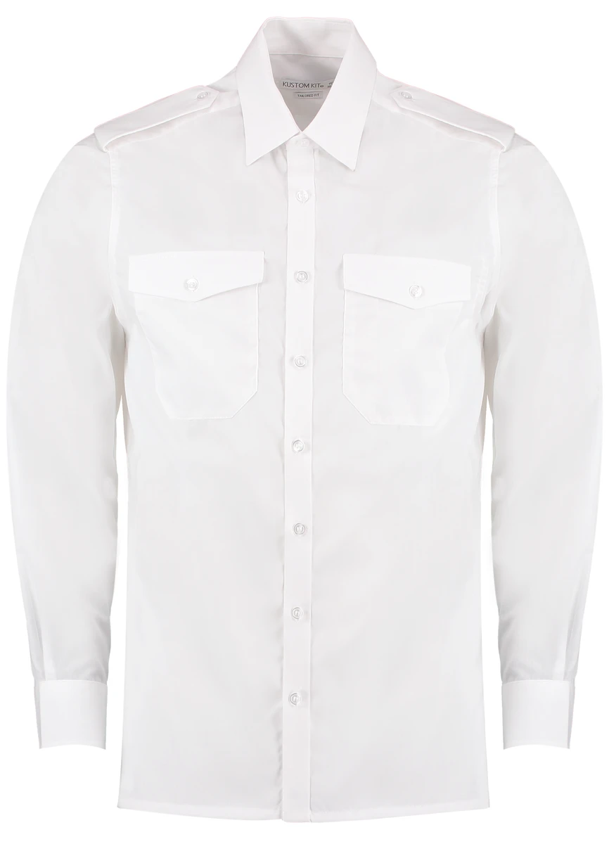 Kustom Kit Tailored Fit Pilot Shirt Longsleeve