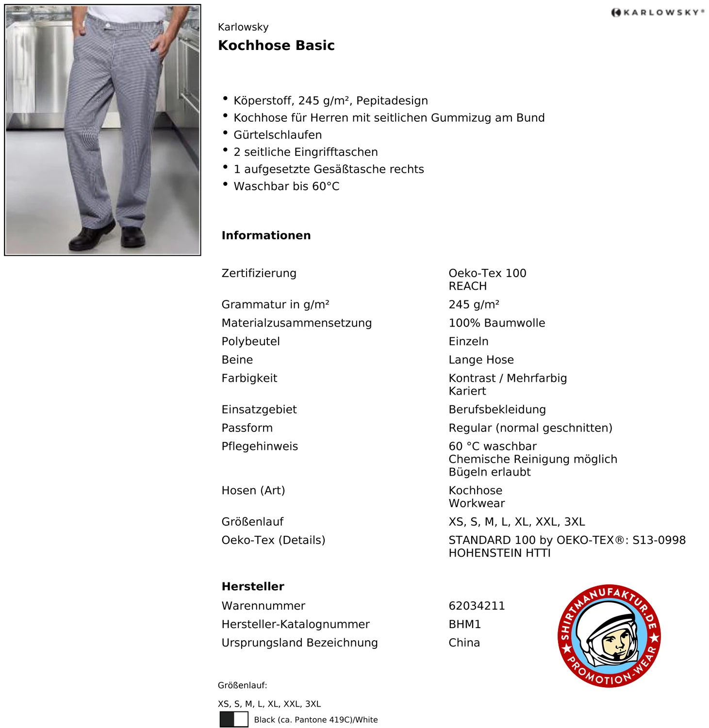 Karlowsky Pepitahose Basic