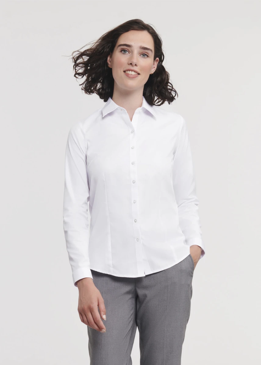 Russell Ladies Longsleeve Herringbone Blouse