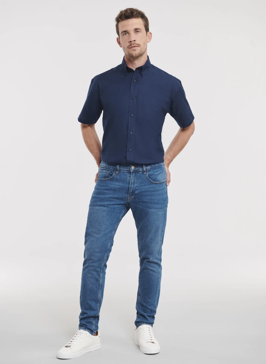 Russell Mens Short Sleeve Oxford Shirt
