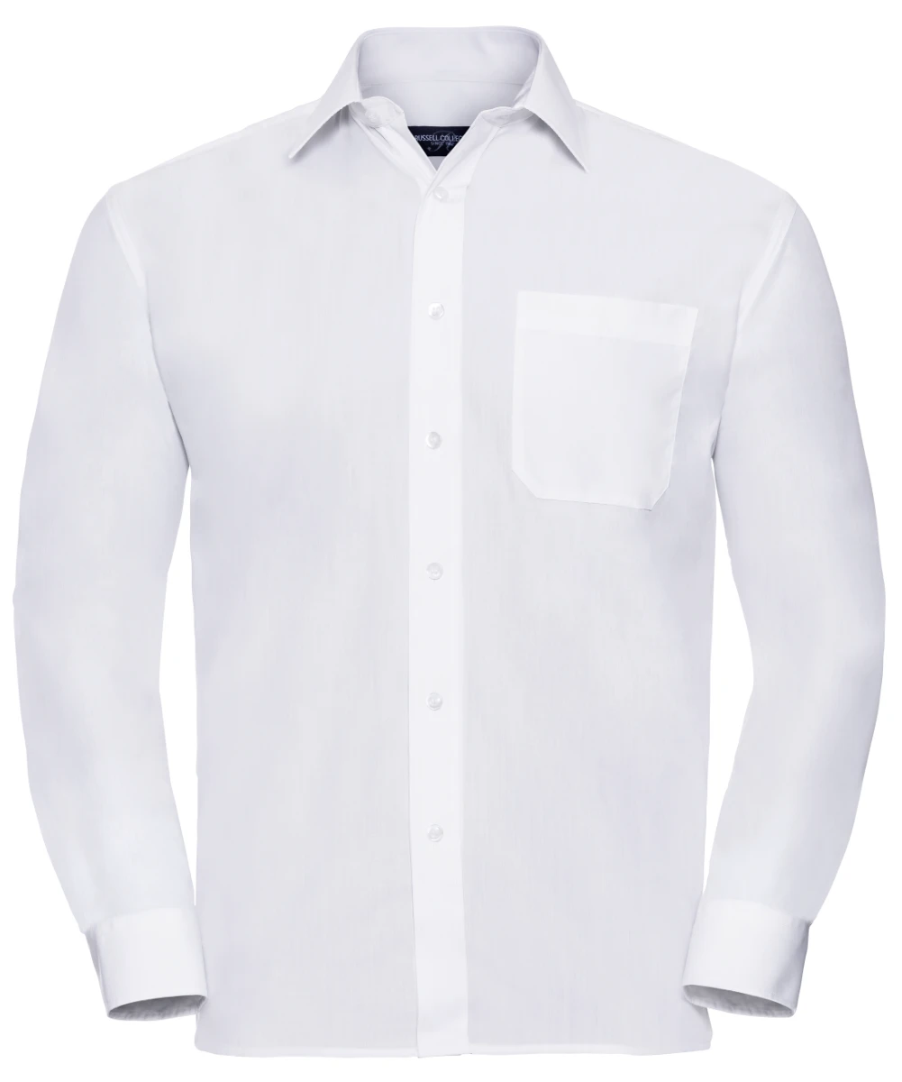 Russell Mens Poly-Cotton Longsleeve Poplin Shirt Russell Mens Poly-Cotton Longsleeve Poplin Shirt