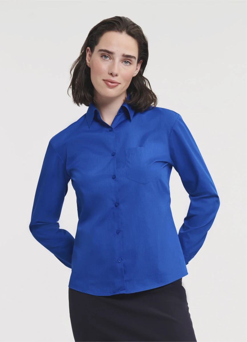 Russell Ladies Poly-Cotton Longsleeve Poplin Blouse