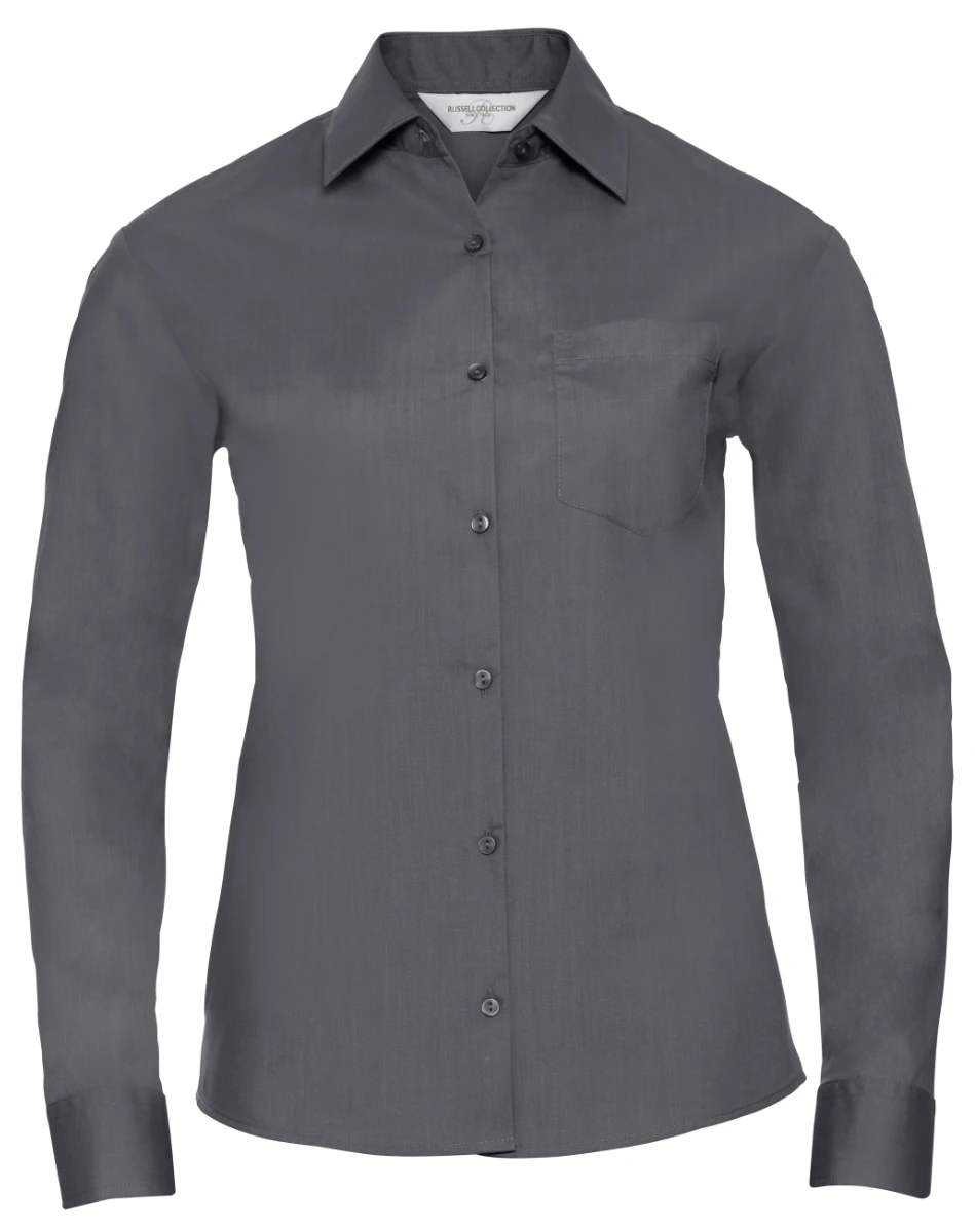 Russell Ladies Poly-Cotton Longsleeve Poplin Blouse