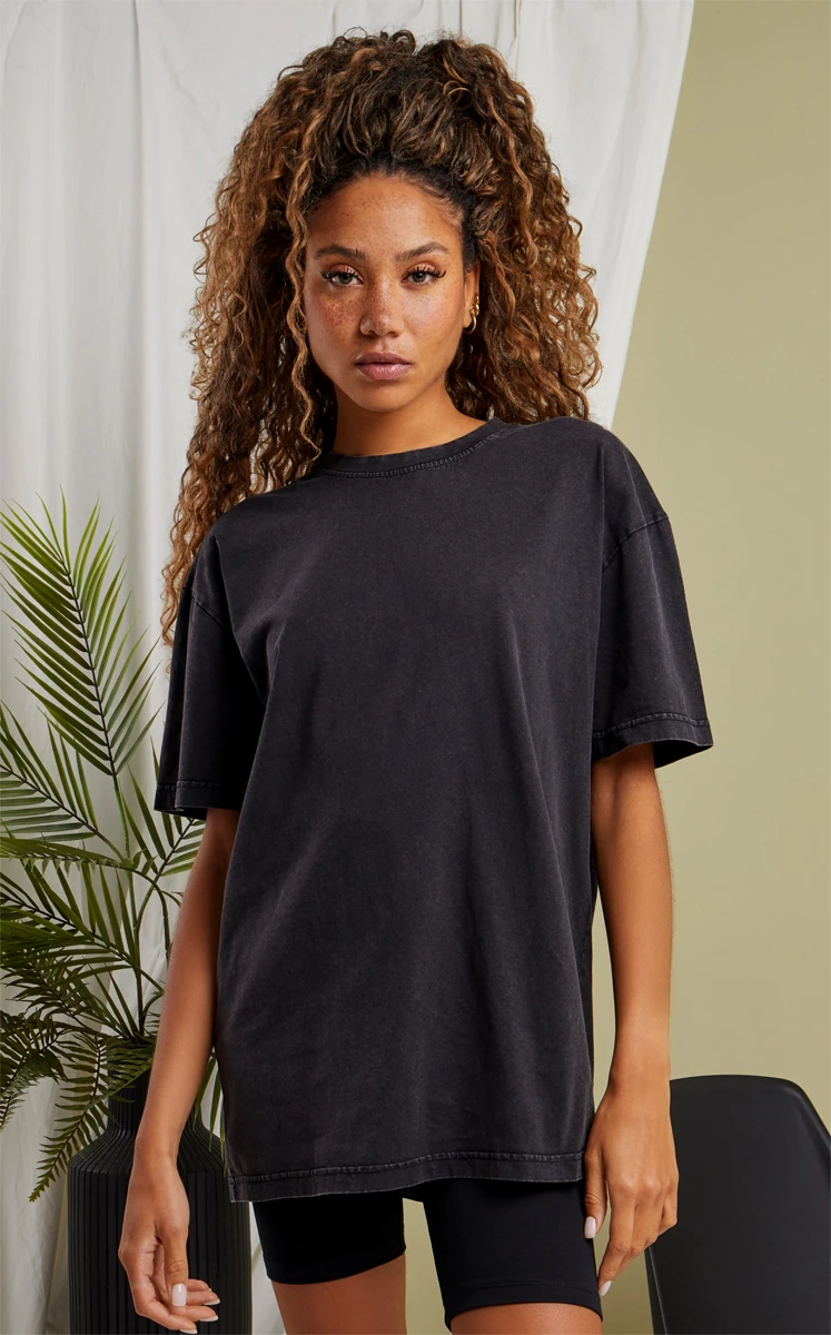Build Your Brand Ladies Oversized Acid Wash Tee