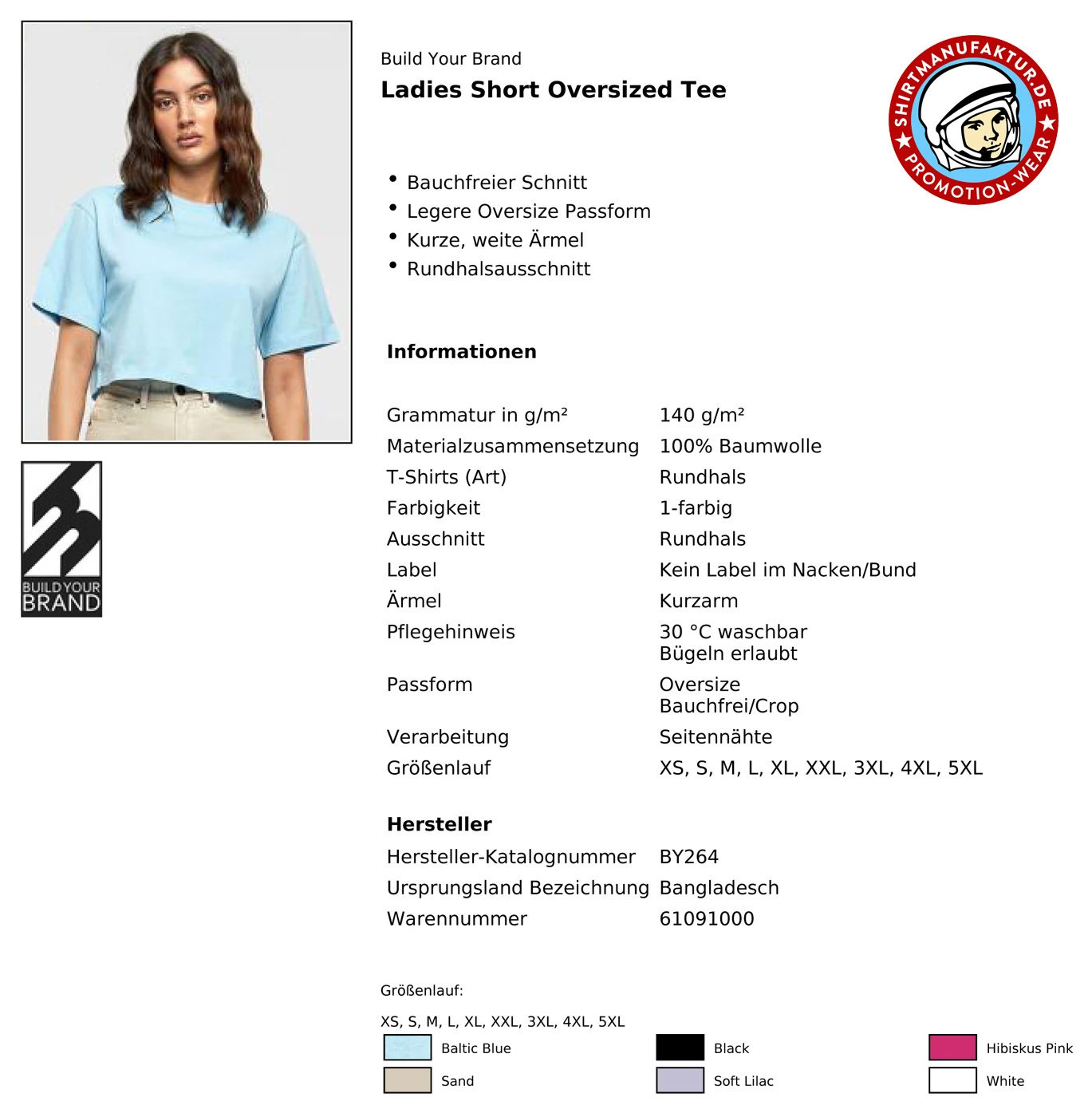 Build Your Brand Ladies Short Oversized Tee