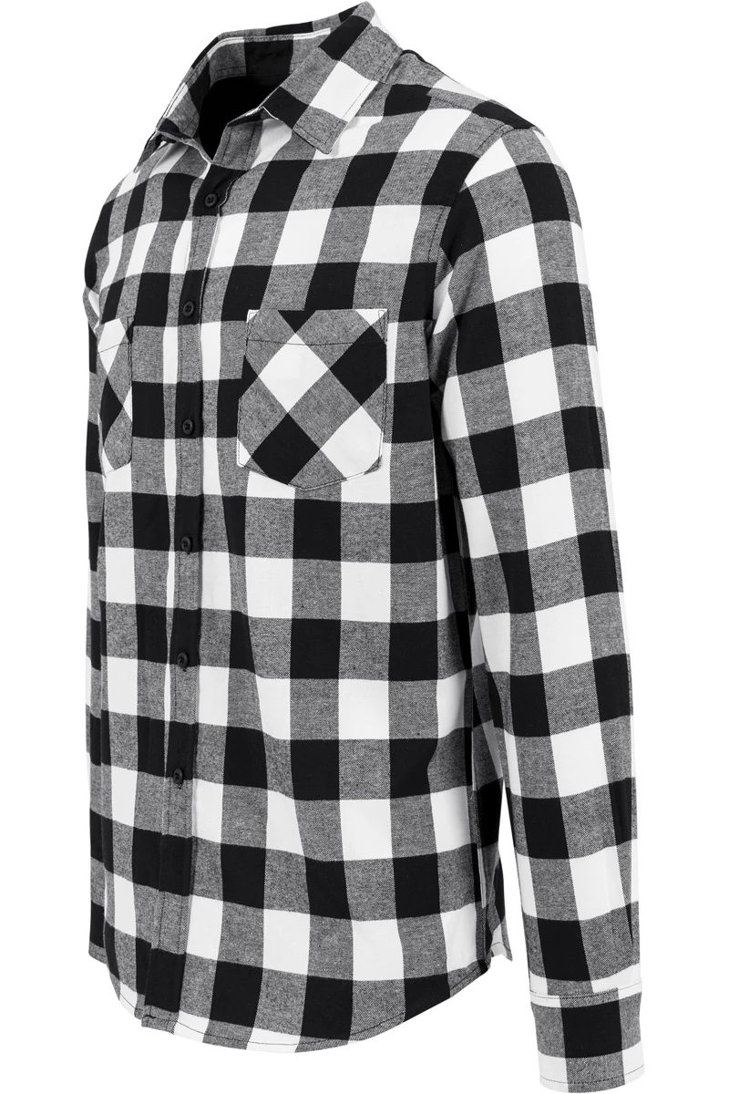 Build Your Brand, Checked Flanell Shirt BY031, black/white