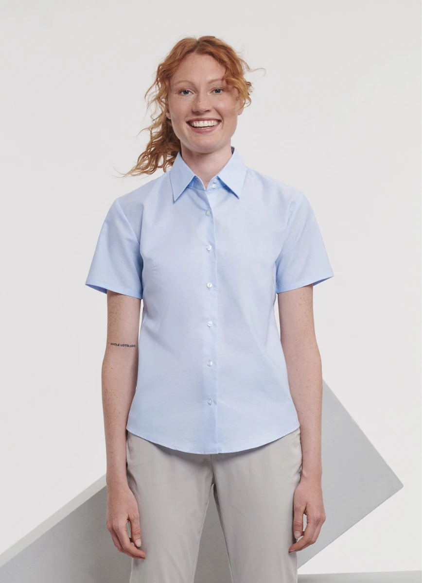 Russell Ladies Short Sleeve Oxford Blouse