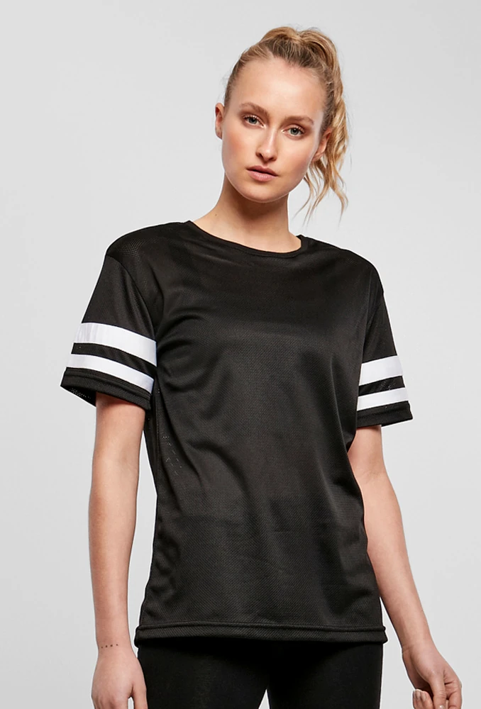 Build Your Brand Ladies Mesh Stripe Tee