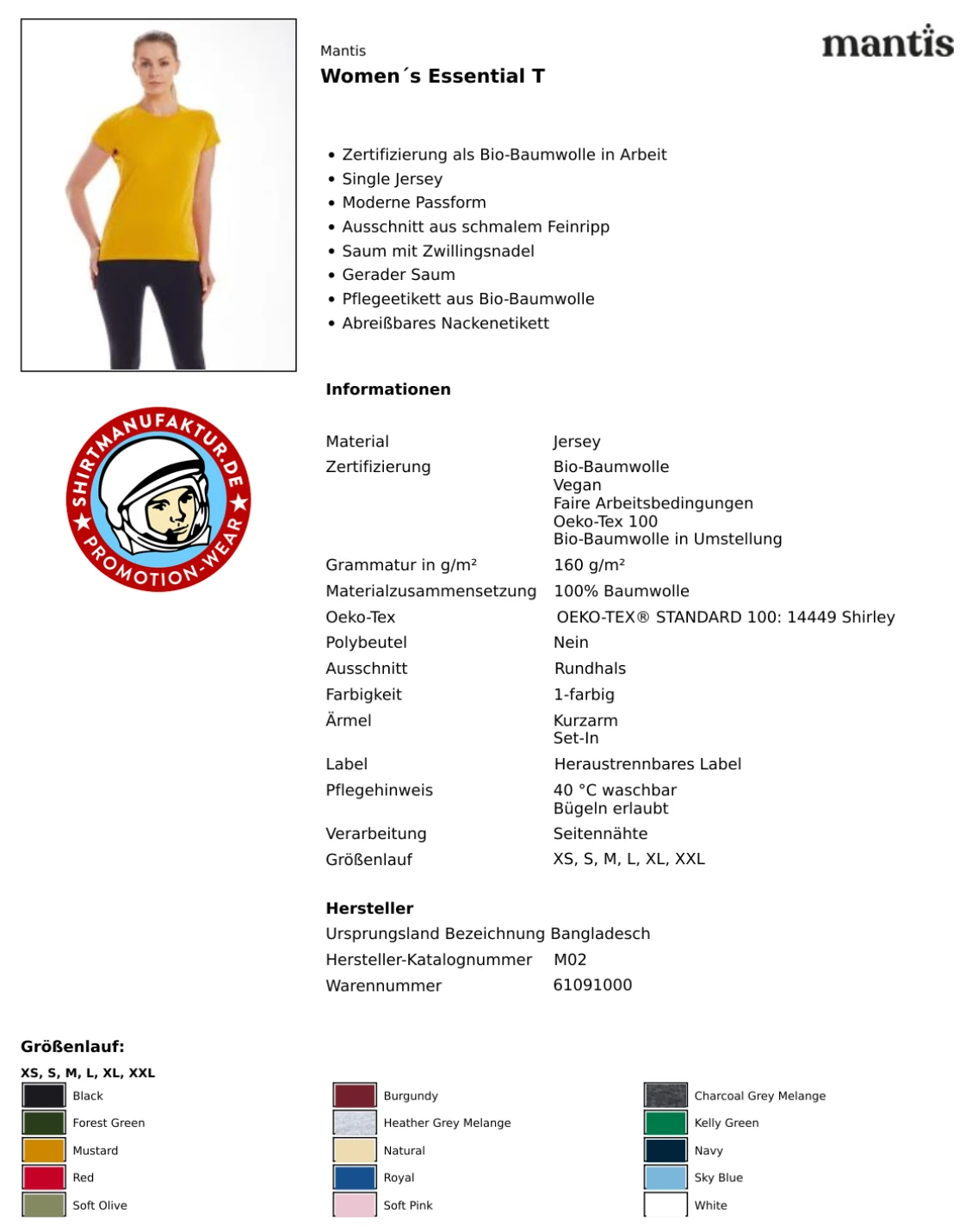 Mantis Womens Essential T