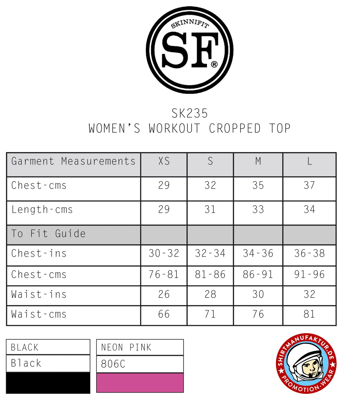 SkinniFit Womens Work Out Cropped Top