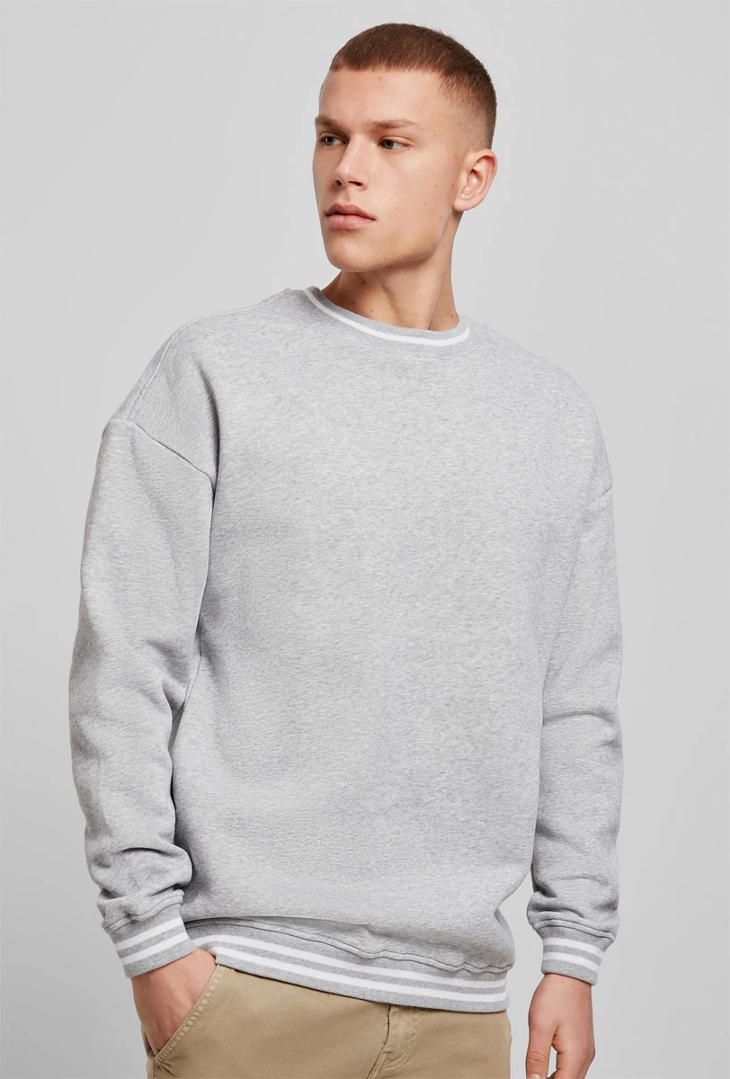 Build Your Brand, College Sweater BY104, heather grey/white