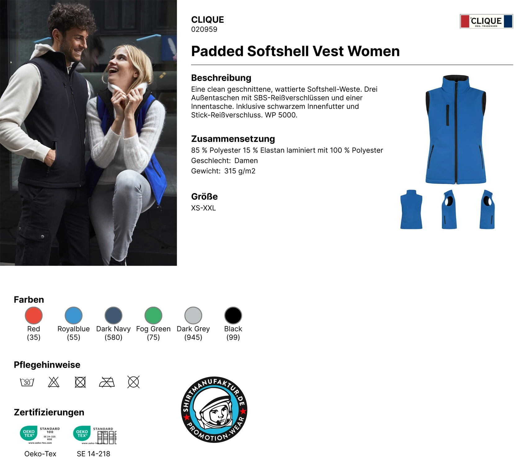 Clicke Womens Padded Softshell Vest