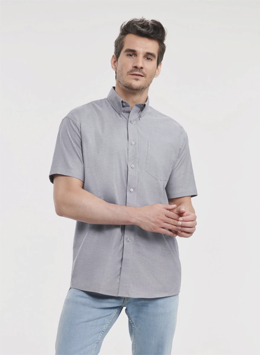 Russell Mens Short Sleeve Oxford Shirt