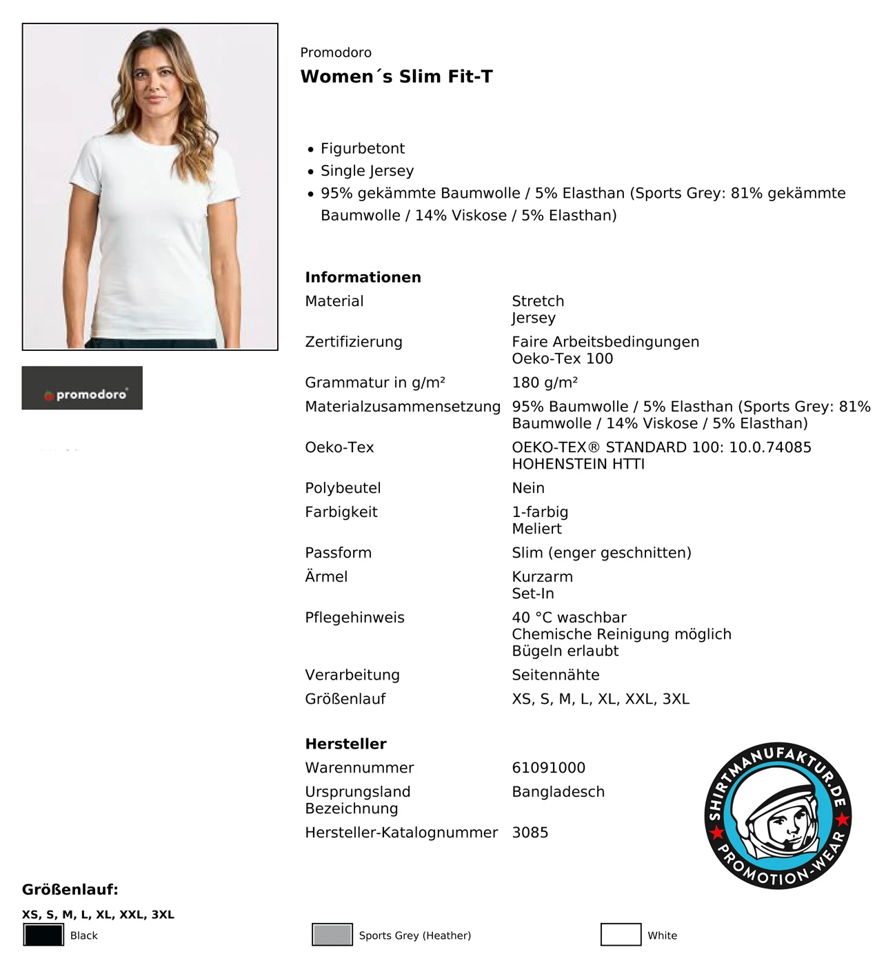 Promodoro Womens Slim Fit-T