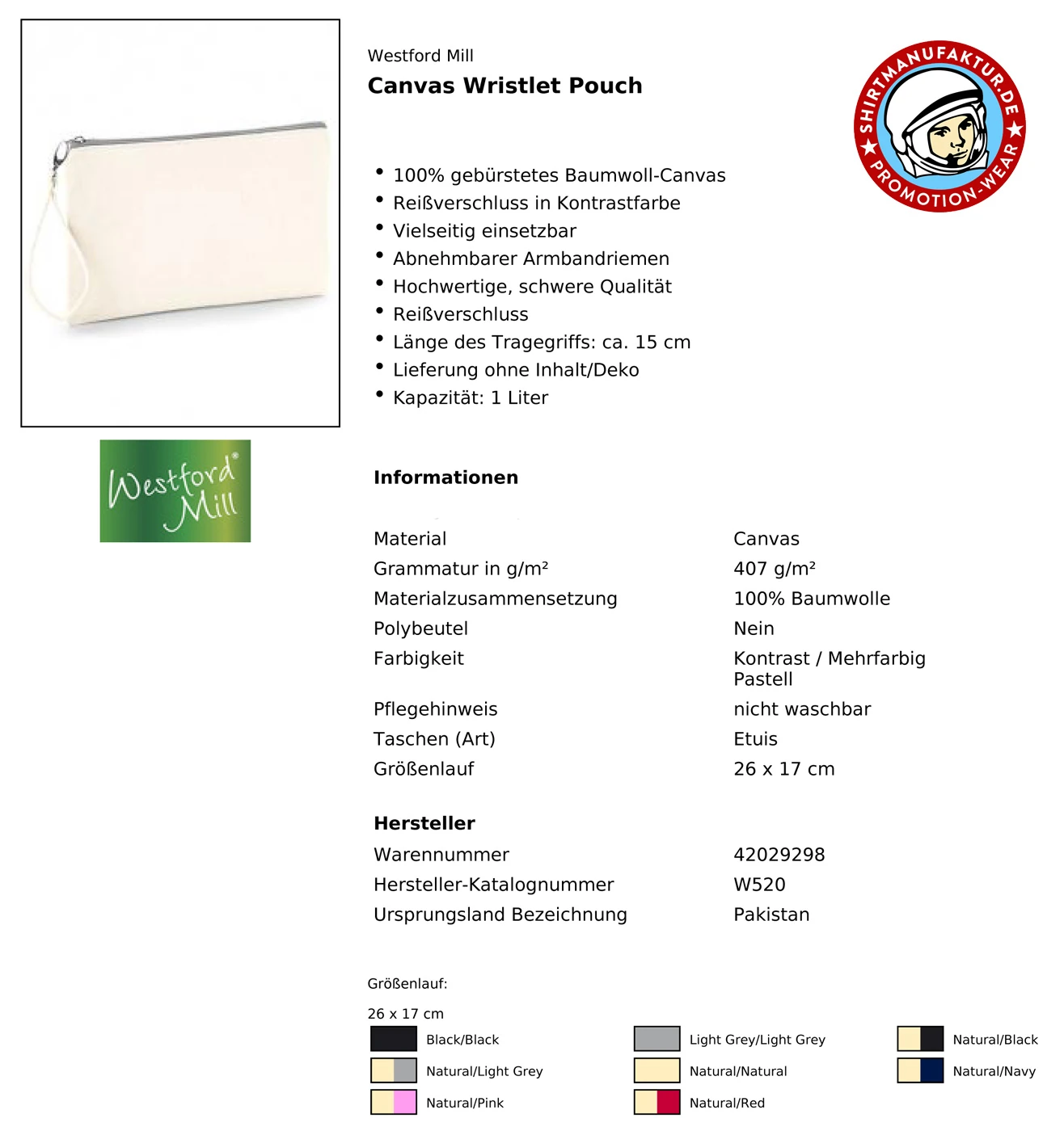 Westford Mill Canvas Wristlet Pouch