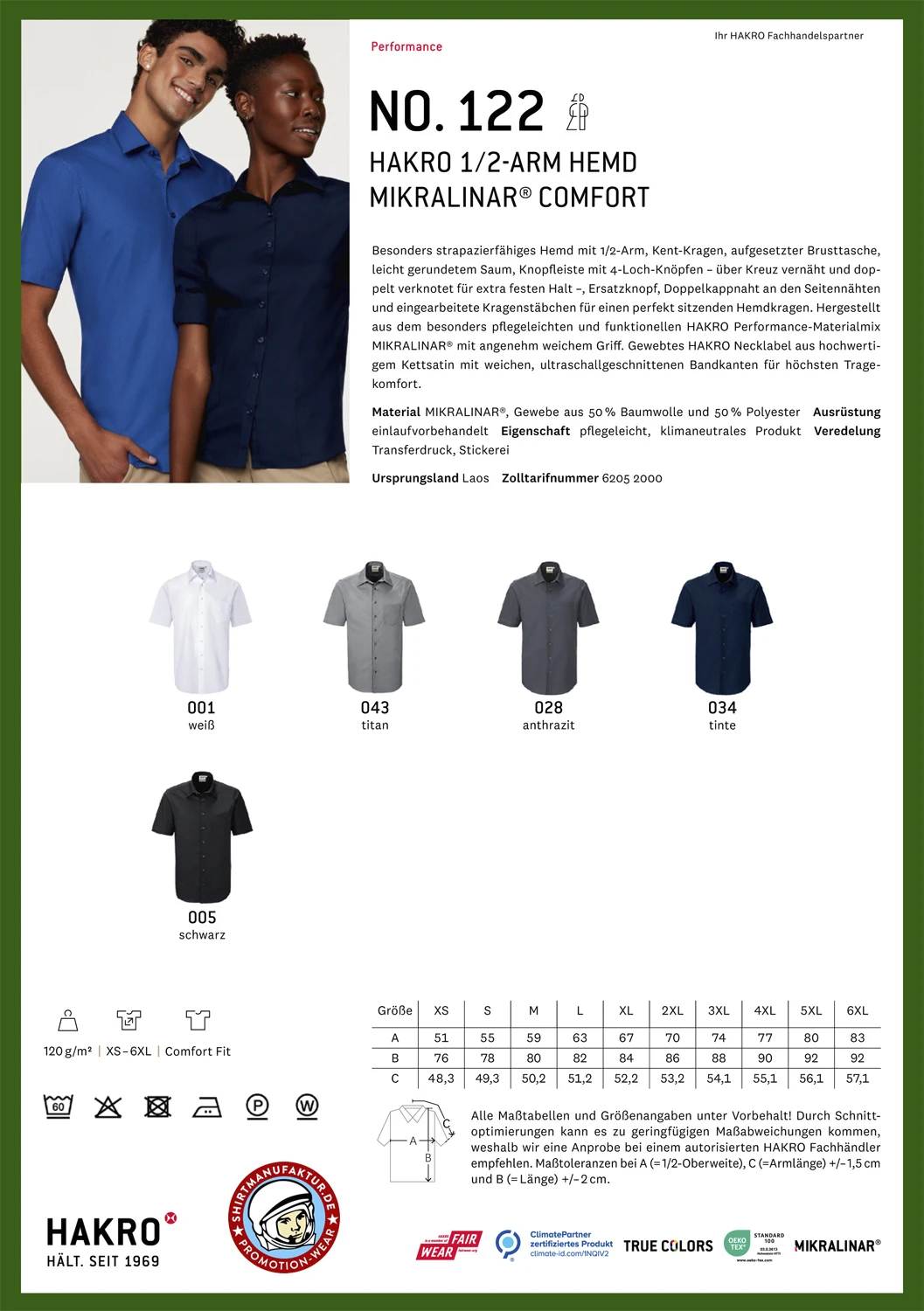 Hakro Shortsleeve Mikralinar Comfort Shirt