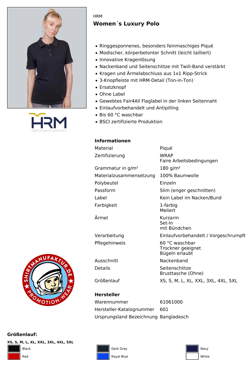 HRM Womens Luxury Polo