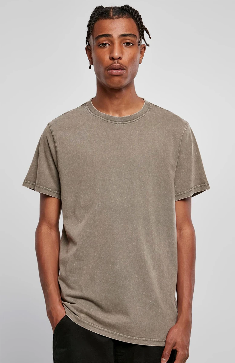 Build Your Brand, Acid Wash Tee BY190, dark khaki