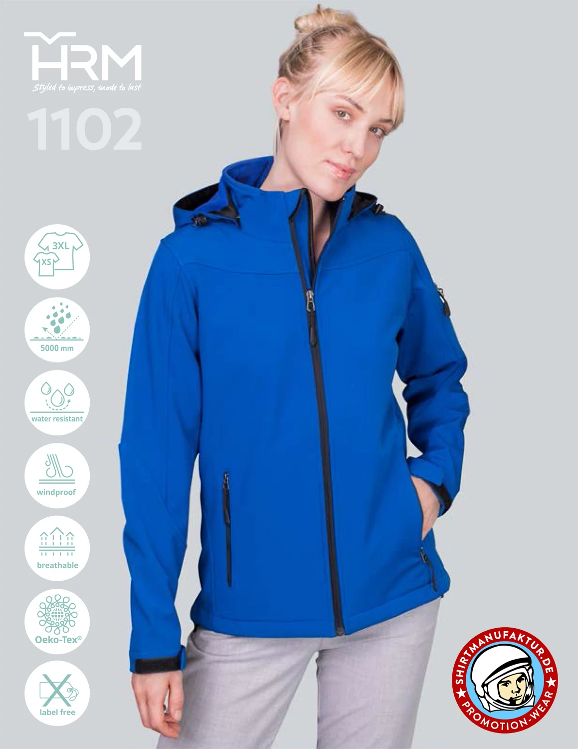 HRM Womens Hooded Softshell Jacket