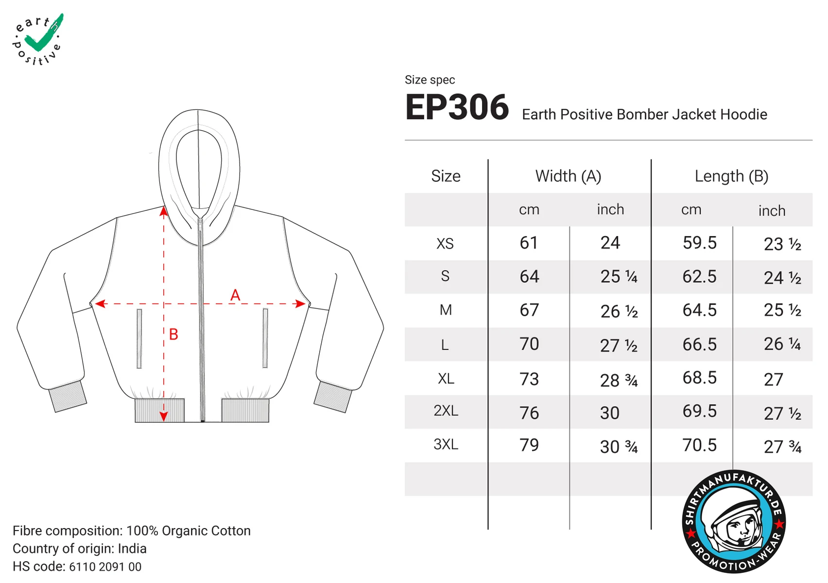 Earth Positive Bomber Jacket Hoodie