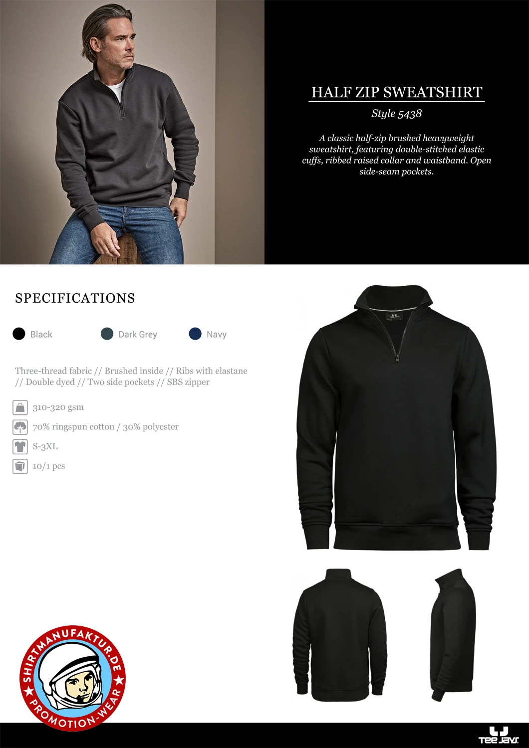 Tee Jays Half Zip Sweatshirt