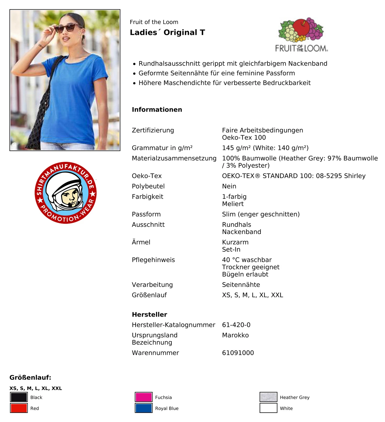 Fruit of the Loom Ladies Original T