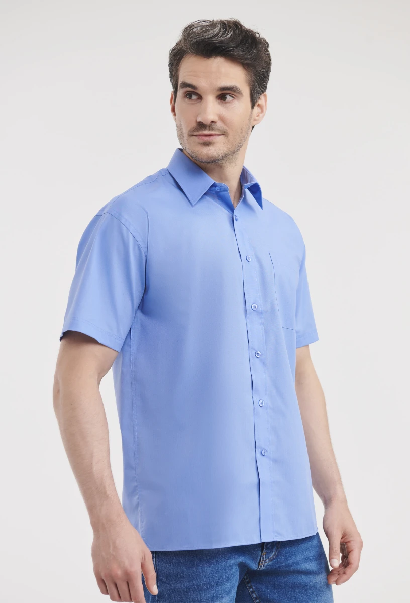 Russell Mens Short Sleeve Poly-Cotton Poplin Shirt