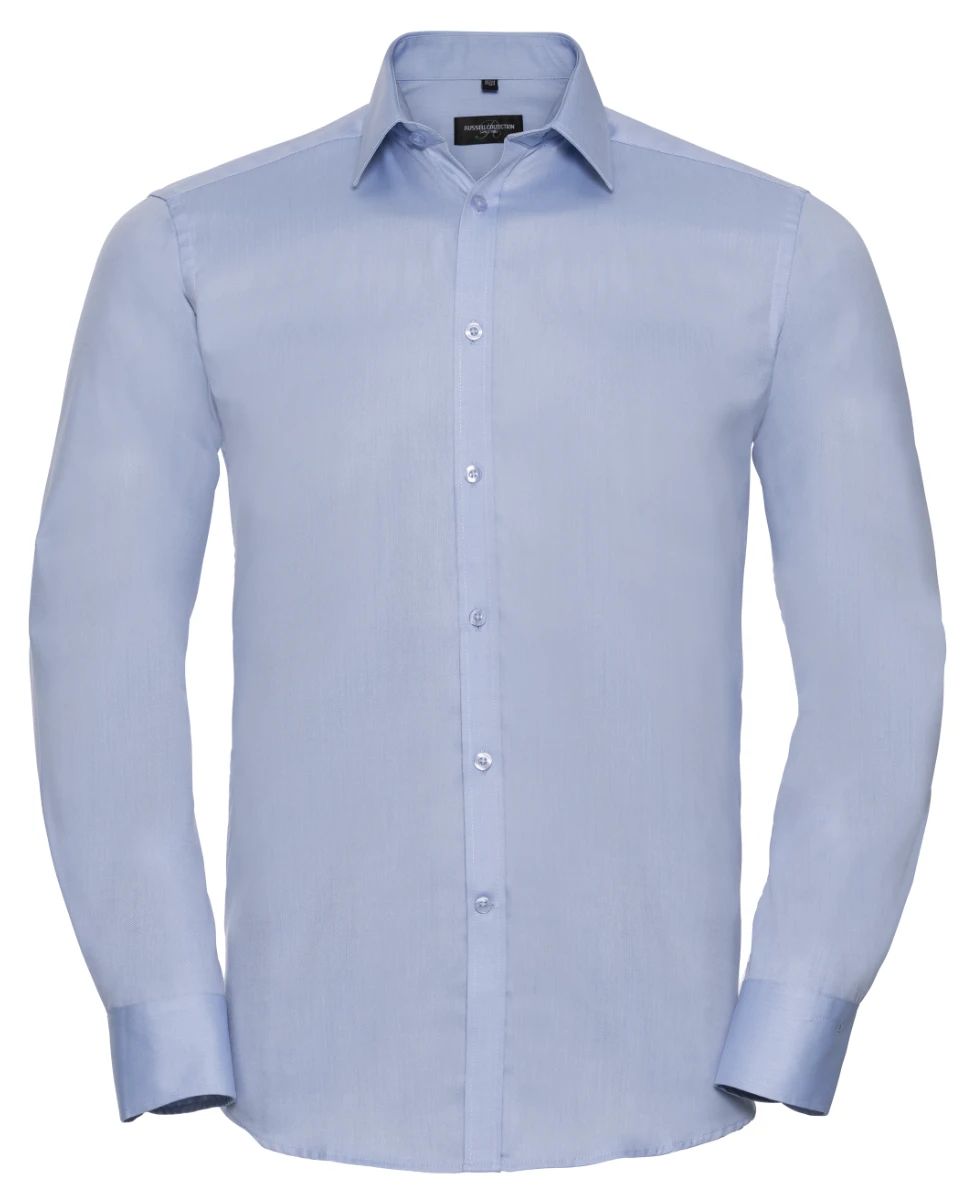 Russell Mens Longsleeve Herringbone Shirt