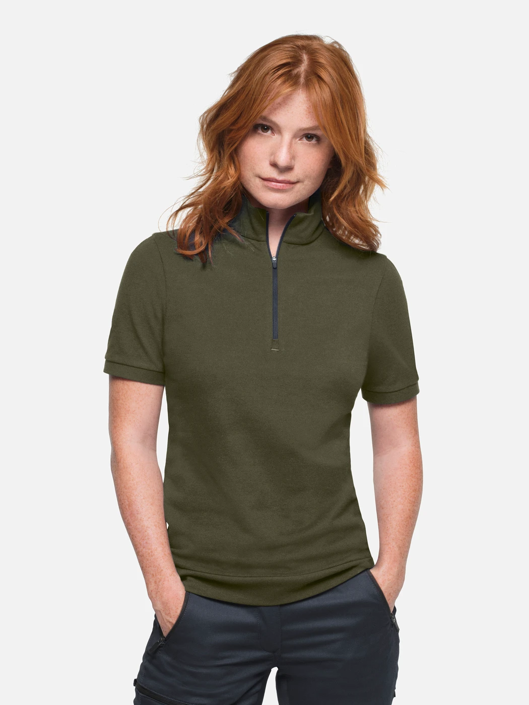 Hakro Ladies Zip Shirt Piqué Mikralinar Eco