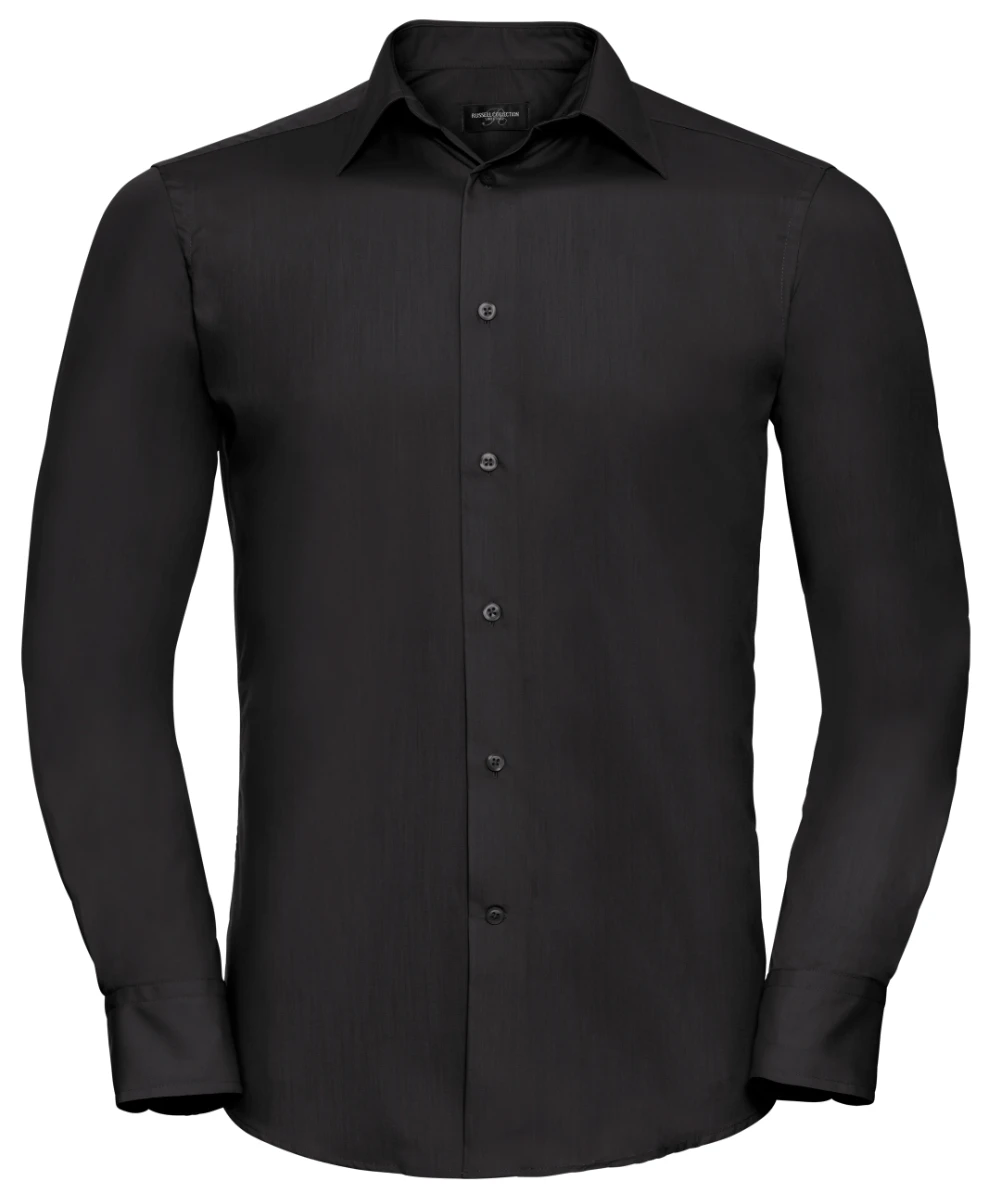 Russell Mens Poly-Cotton Tailored Longsleeve Poplin Shirt