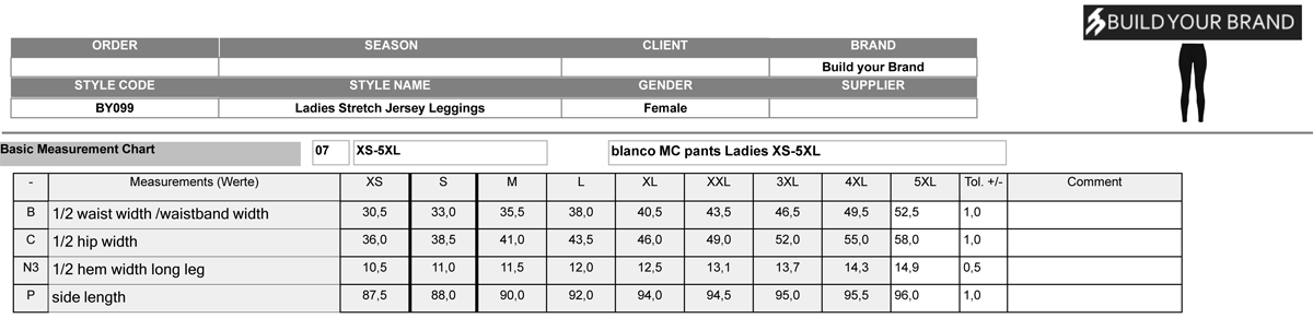 Build Your Brand Ladies Stretch Jersey Leggings