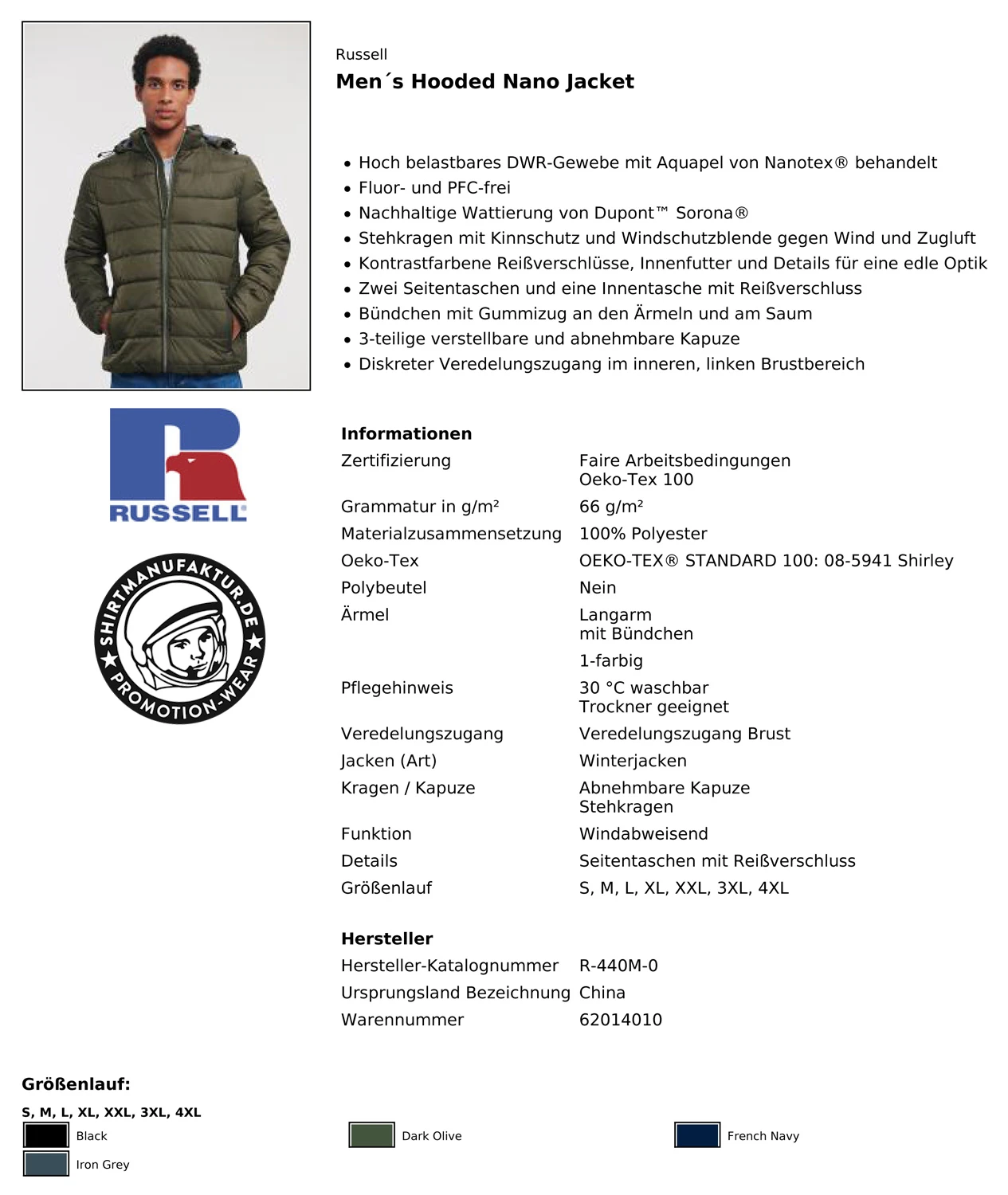 Russell Hooded Nano Jacket