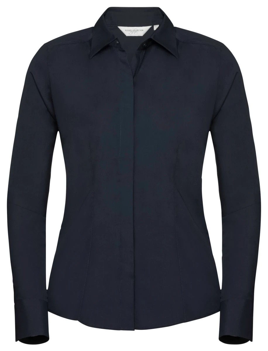 Russell Ladies Poly-Cotton Fitted Longsleeve Poplin Blouse