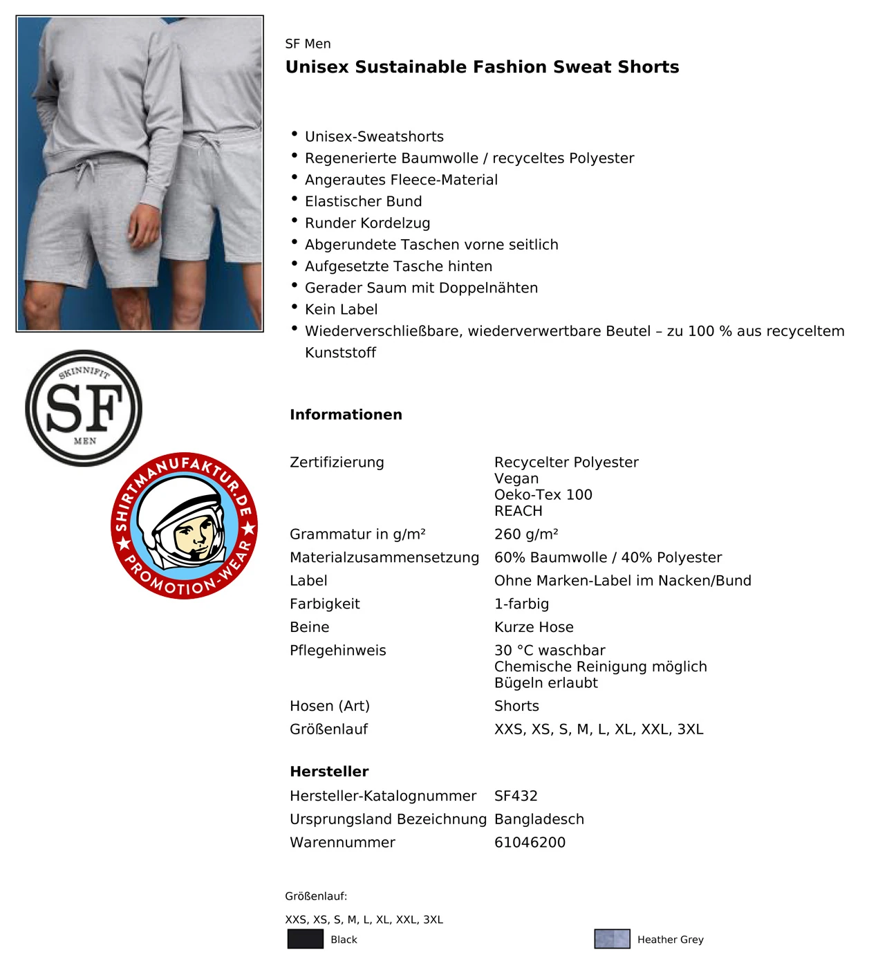 SkinniFit Unisex Sustainable Fashion Sweat Shorts